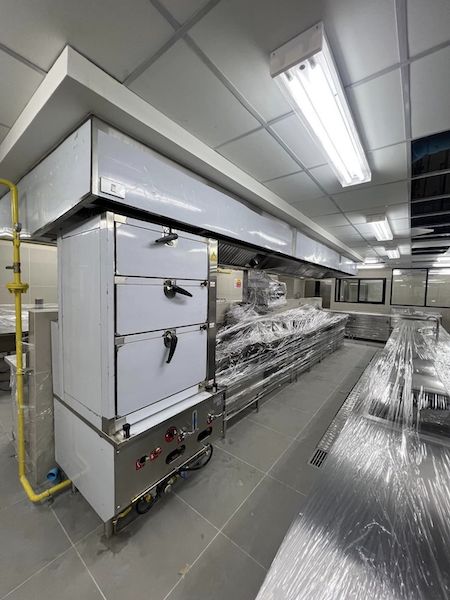 stainless steel kitchen equipment, including gas and hood system installation