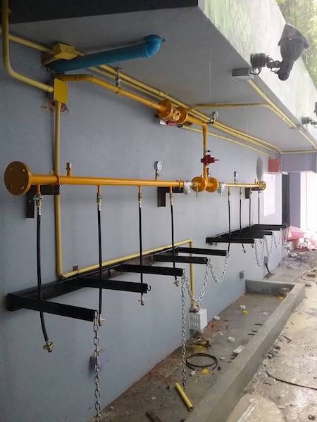 stainless steel kitchen equipment, including gas and hood system installation