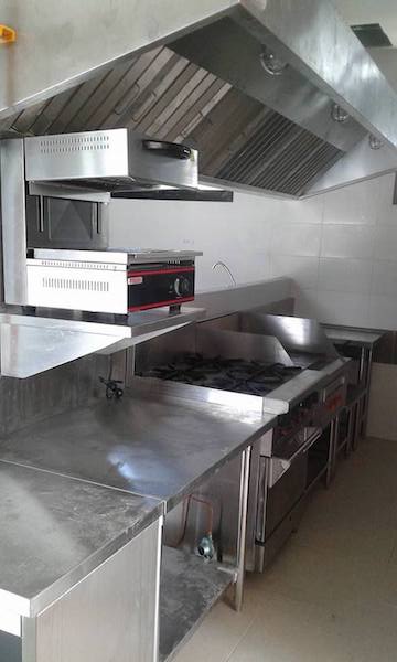 stainless steel kitchen equipment, including gas and hood system installation