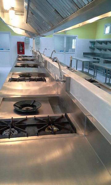 stainless steel kitchen equipment, including gas and hood system installation