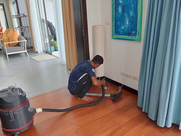 Phuket housekeeping, deep cleaning, glass wiping, disinfectant spraying, dust mite removal services