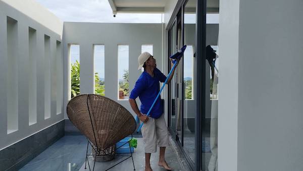 Phuket housekeeping, deep cleaning, glass wiping, disinfectant spraying, dust mite removal services